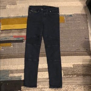 Dark blue biker stretch denim